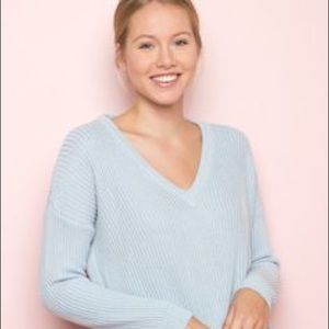 Blue Knit V-Neck Brandy Melville Sweater
